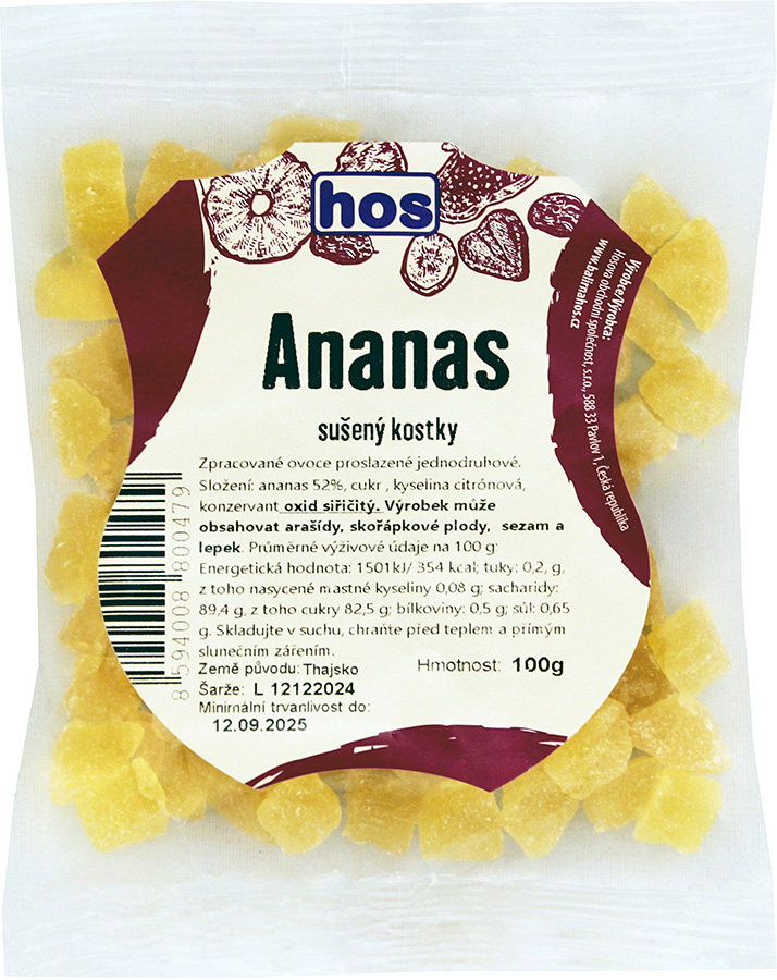 Ananas sušený kostky 100 g