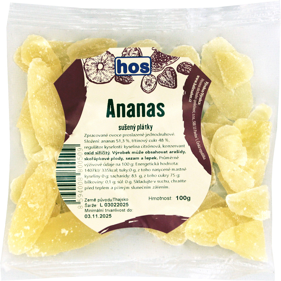Ananas sušený plátky 100 g