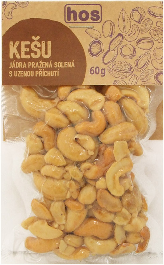 Kešu jádra pražená solená s uzenou příchutí 60 g