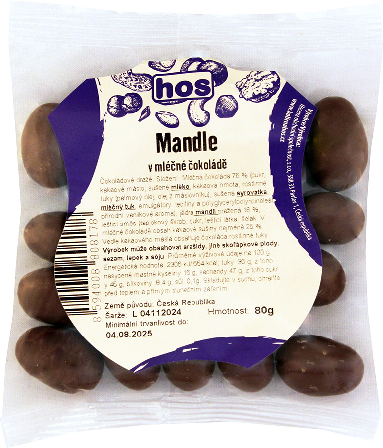Mandle v mléčné čokoládě 80 g