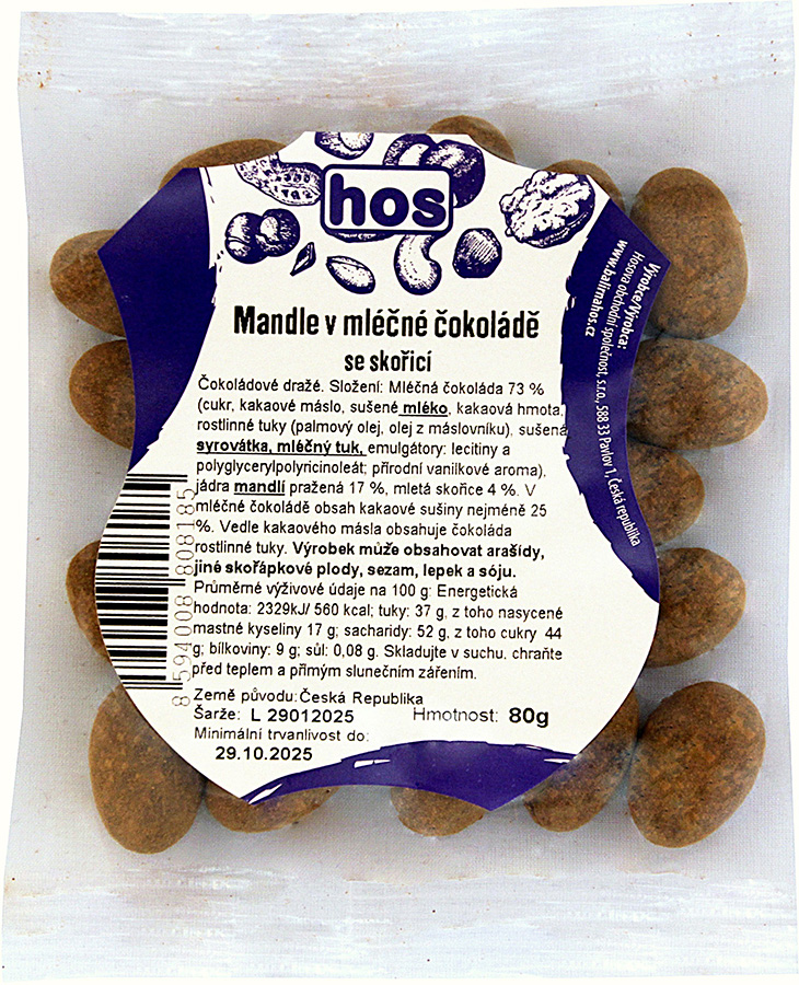 Mandle v mléčné čokoládě se skořicí 80 g