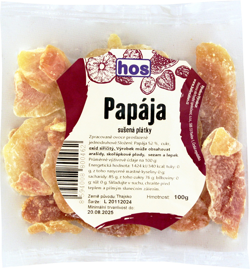 Papája sušené plátky 100 g
