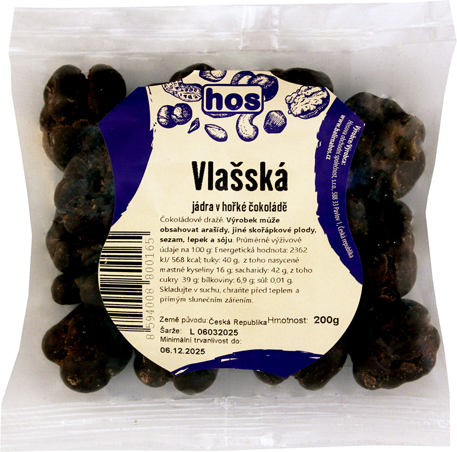 Vlašská jádra v hořké čokoládě 200 g